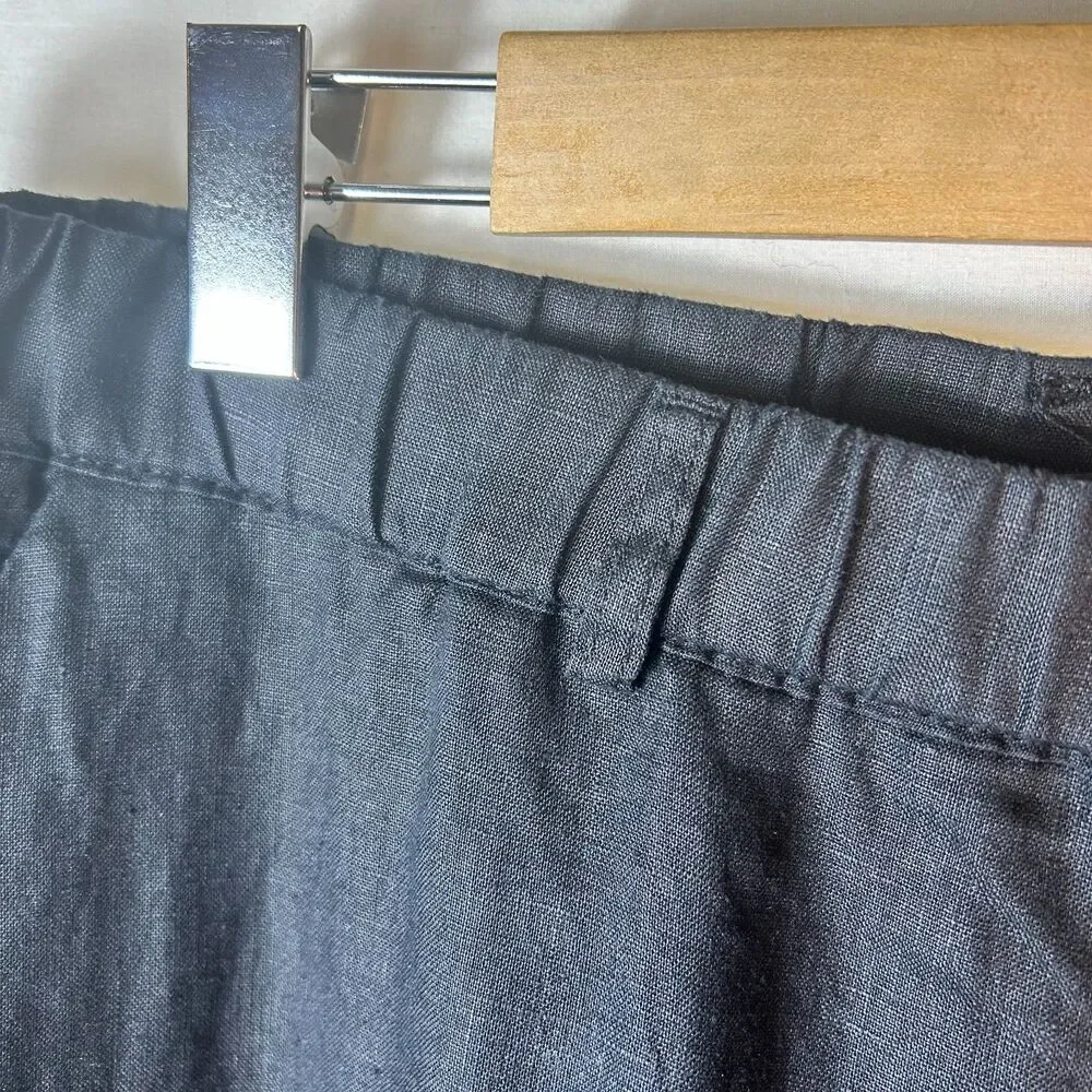 Quince Women's Black NWOT European Linen Elastic Waist Wide Leg Pants Size XL
